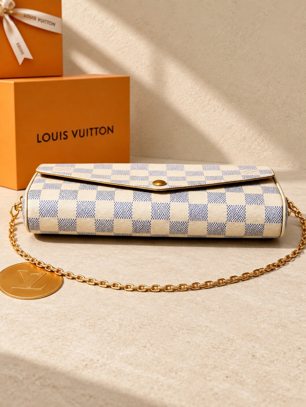 Louis Vuitton Damier Azur Felicie Pochette Chain Crossbody Bag - Picture 4 of 7